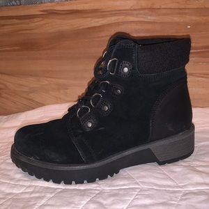 Black leather hiking booties